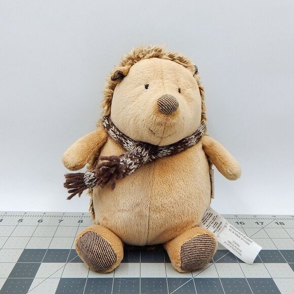 Pier 1 Imports Felix the Hedgehog Tan Stuffed Animal Plush Fall Winter Scarf - Picture 1 of 8